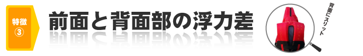 前部と背面部の浮力差により、水没時前面が浮く構造になっており、呼吸を確保します。