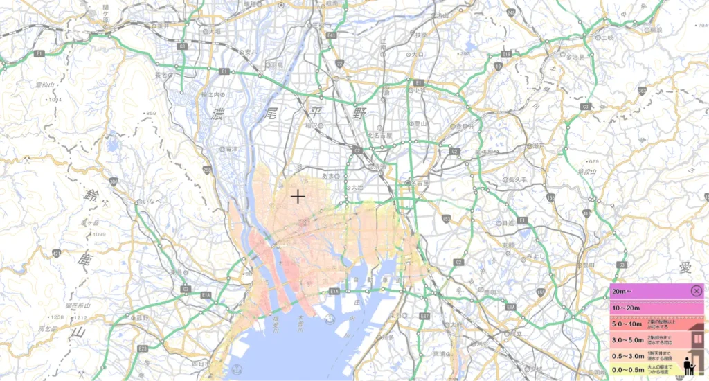 名古屋の津波ハザードマップ