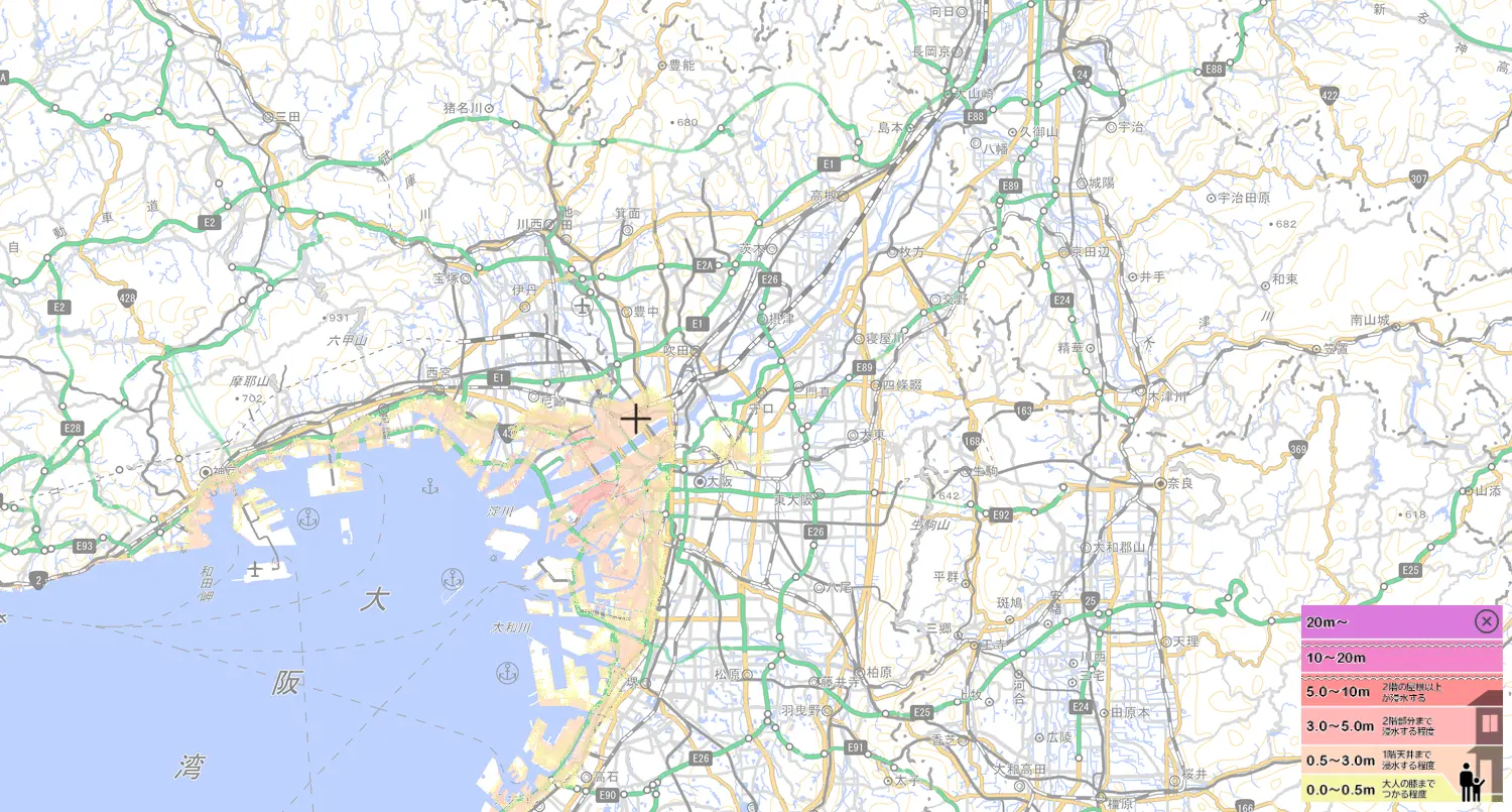 大阪の津波ハザードマップ
