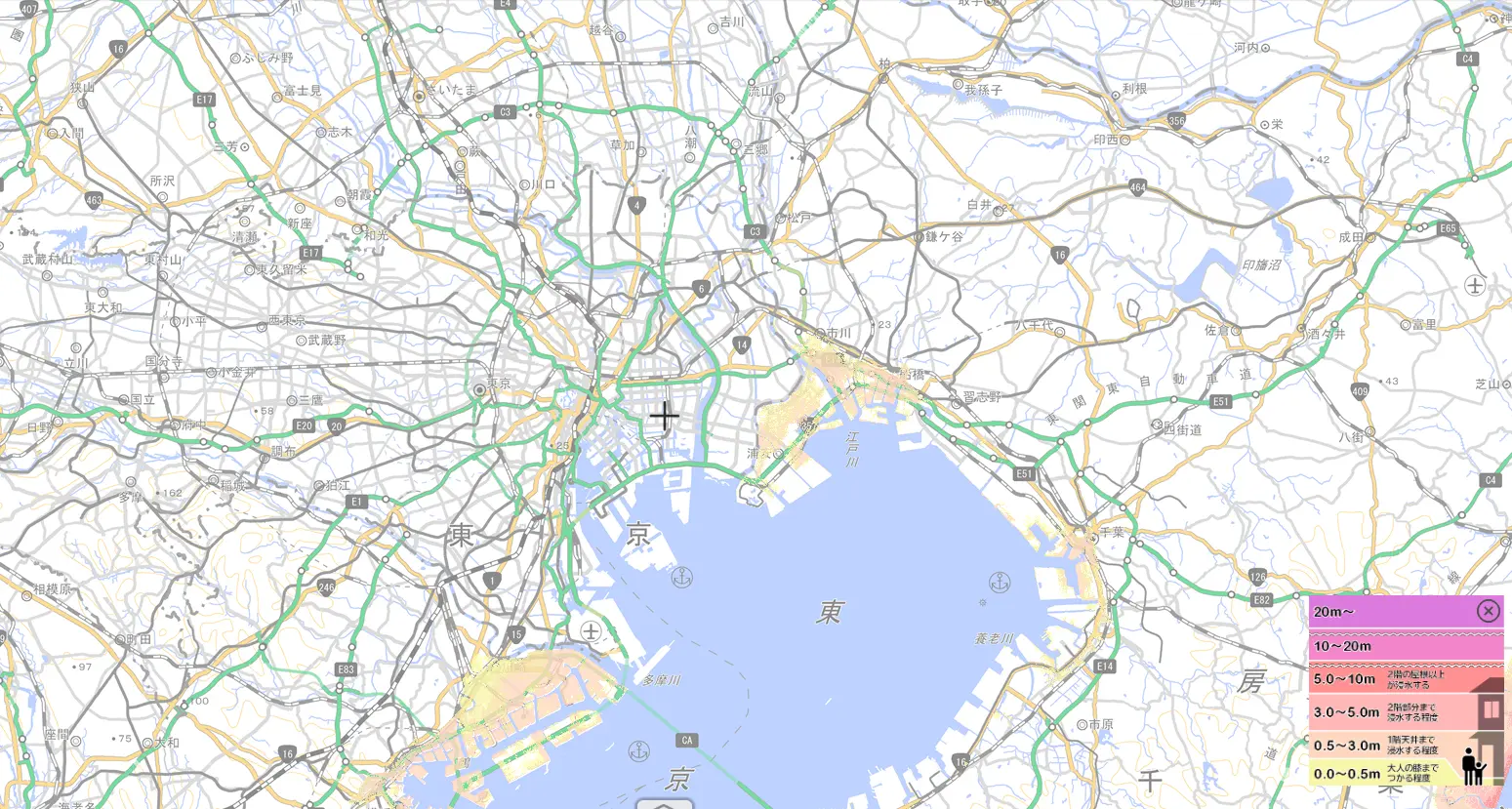 東京都の津波ハザードマップ